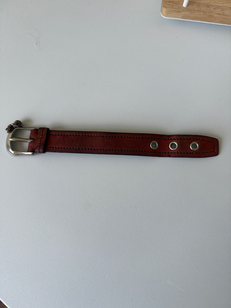 Miu Miu Rust Brown Leather Bracelet With Silver Hardware 250$